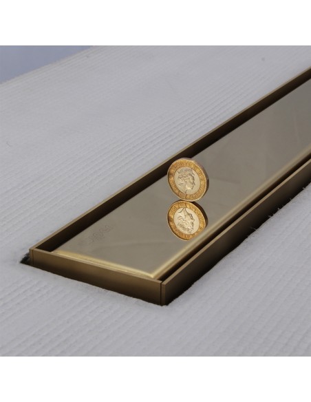 Integrated Gold Linear Drain With Matching Ponente Cover