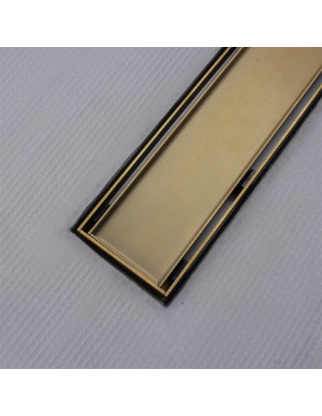 Integrated Gold Linear Drain With Matching Pure Cover