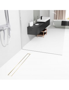 Wet Room Kit For Microcement Finish: Tray, Waste Trap And Drain Cover Sirocco Brass