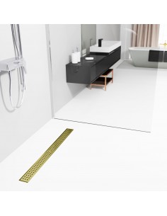 Wet Room Kit For Microcement Finish: Tray, Waste Trap And Drain Cover Pure Brass