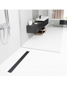 Wet Room Kit For Microcement Finish: Tray, Waste Trap And Drain Cover Ponente Black
